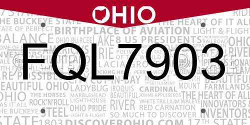FQL7903 Ohio License Plate