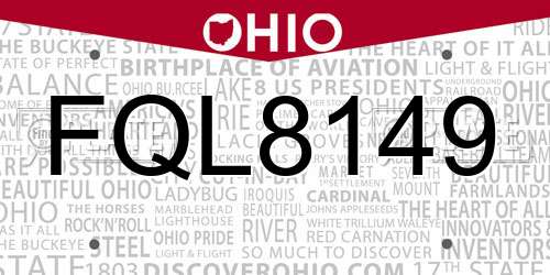 FQL8149 Ohio License Plate
