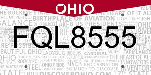 FQL8555 Ohio License Plate