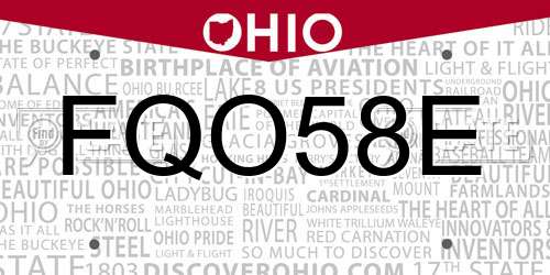 FQO58E Ohio License Plate