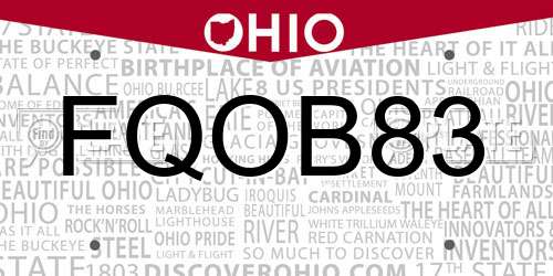 FQOB83 Ohio License Plate