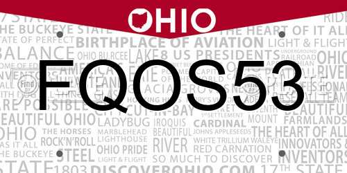 FQOS53 Ohio License Plate