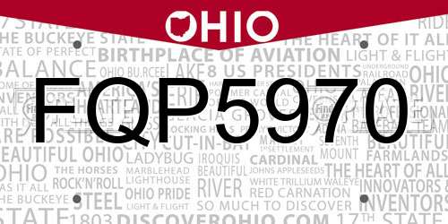 FQP5970 Ohio License Plate
