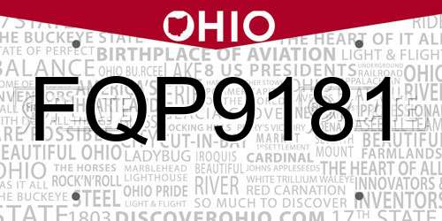 FQP9181 Ohio License Plate