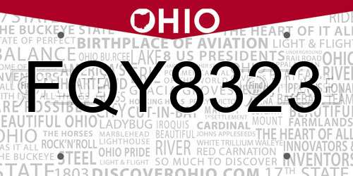FQY8323 Ohio License Plate