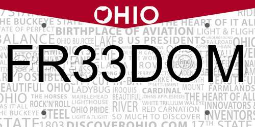 FR33DOM Ohio License Plate