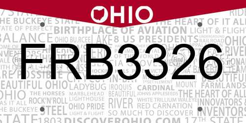 FRB3326 Ohio License Plate