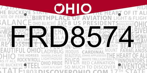 FRD8574 Ohio License Plate