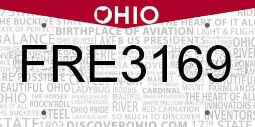 FRE3169 Ohio License Plate