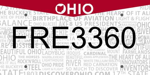 FRE3360 Ohio License Plate