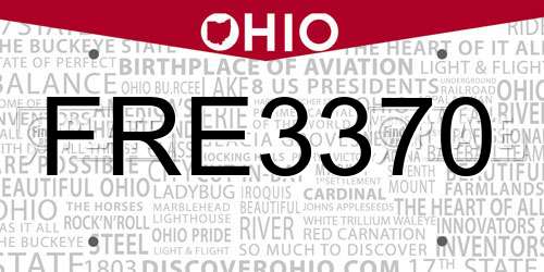 FRE3370 Ohio License Plate
