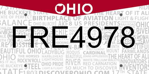 FRE4978 Ohio License Plate
