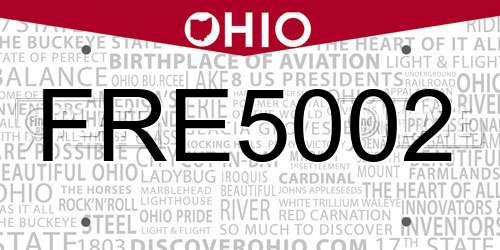 FRE5002 Ohio License Plate