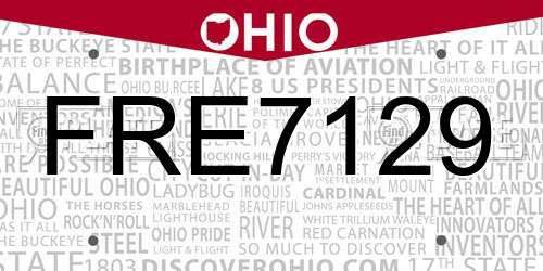 FRE7129 Ohio License Plate