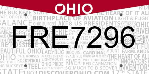 FRE7296 Ohio License Plate