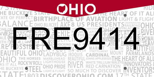 FRE9414 Ohio License Plate