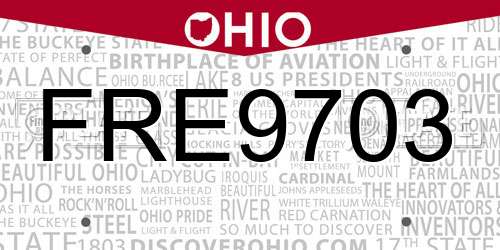 FRE9703 Ohio License Plate