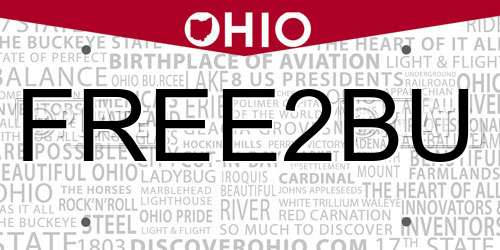 FREE2BU Ohio License Plate