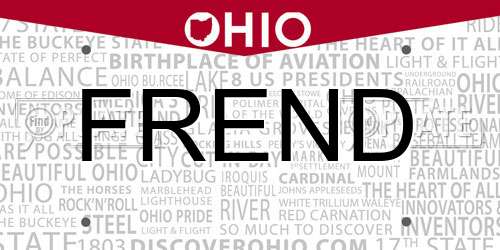 FREND Ohio License Plate