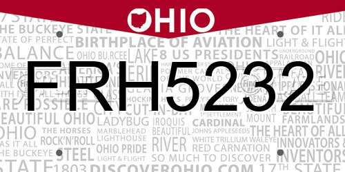 FRH5232 Ohio License Plate