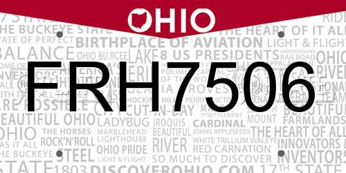 FRH7506 Ohio License Plate