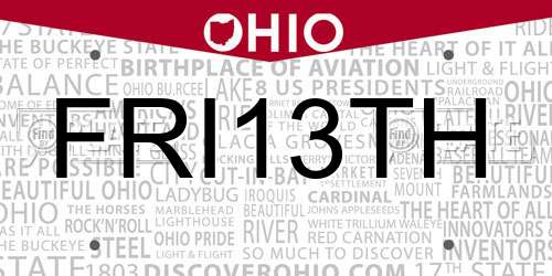 FRI13TH Ohio License Plate