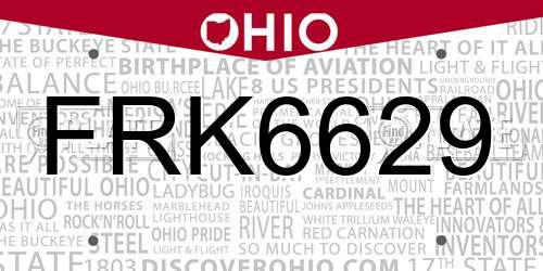FRK6629 Ohio License Plate