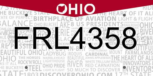 FRL4358 Ohio License Plate