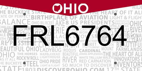 FRL6764 Ohio License Plate
