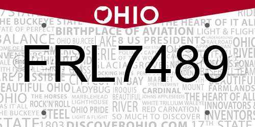 FRL7489 Ohio License Plate