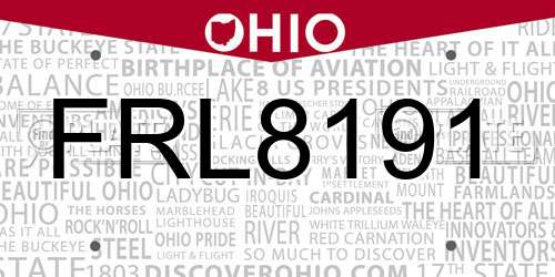FRL8191 Ohio License Plate