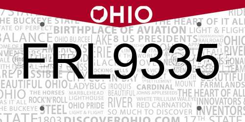 FRL9335 Ohio License Plate