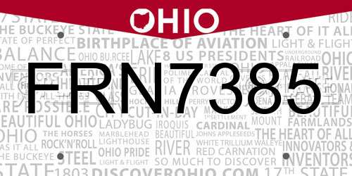 FRN7385 Ohio License Plate