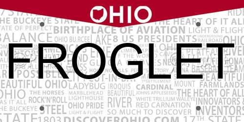FROGLET Ohio License Plate