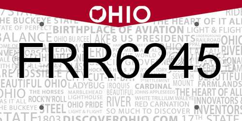 FRR6245 Ohio License Plate