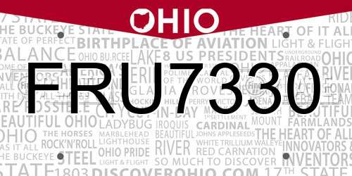 FRU7330 Ohio License Plate