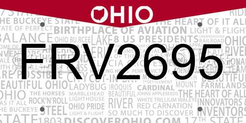 FRV2695 Ohio License Plate