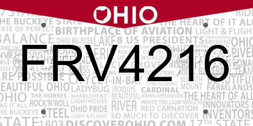FRV4216 Ohio License Plate