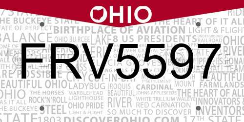 FRV5597 Ohio License Plate
