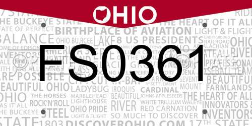 FS0361 Ohio License Plate