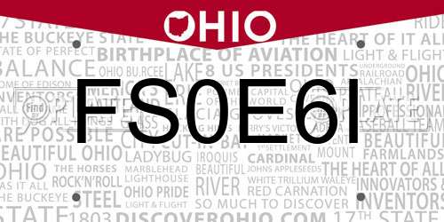 FS0E6I Ohio License Plate