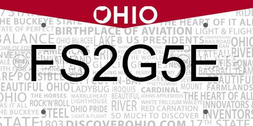 FS2G5E Ohio License Plate