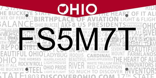 FS5M7T Ohio License Plate