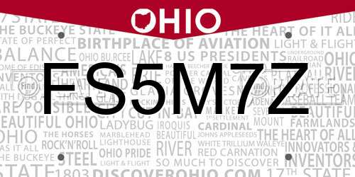 FS5M7Z Ohio License Plate