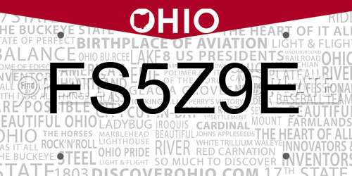 FS5Z9E Ohio License Plate