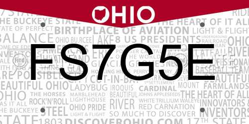 FS7G5E Ohio License Plate
