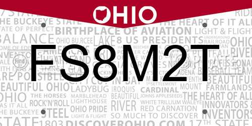 FS8M2T Ohio License Plate