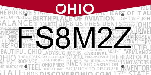 FS8M2Z Ohio License Plate