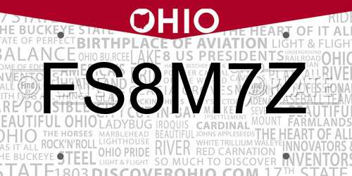 FS8M7Z Ohio License Plate