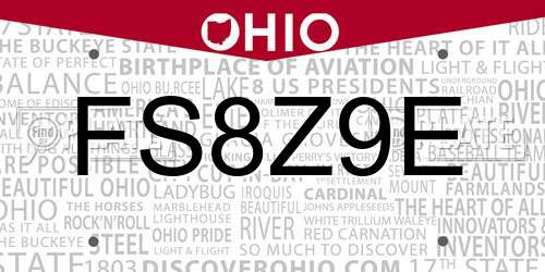 FS8Z9E Ohio License Plate